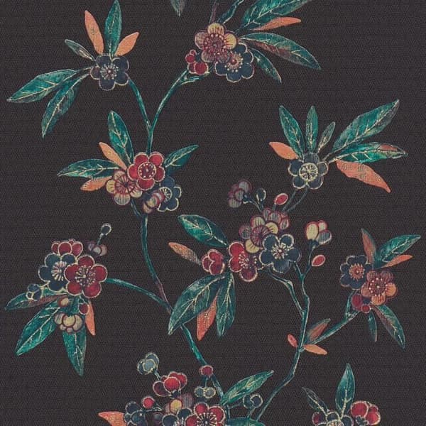 Mario flower tapet M1-No.3115 | Non-woven tapet | Svart | Grön | Blommig | Natur