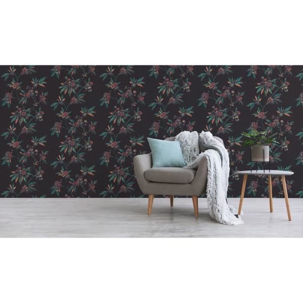 Mario flower tapet M1-No.3115 | Non-woven tapet | Svart | Grön | Blommig | Natur