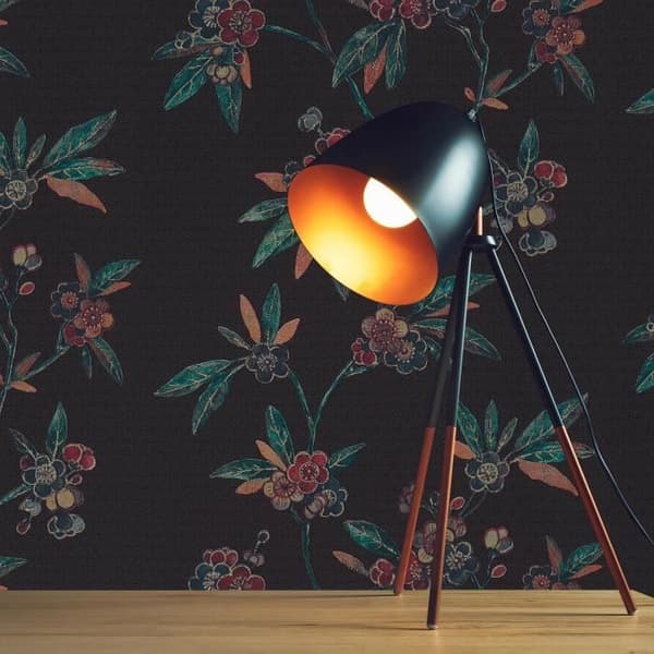 Mario flower tapet M1-No.3115 | Non-woven tapet | Svart | Grön | Blommig | Natur
