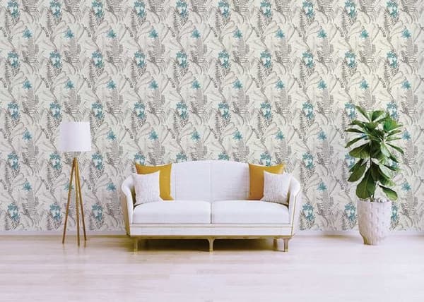 Tapet Blommor M1-No.2979 Non-woven tapet Blå Grå Blommig Natur