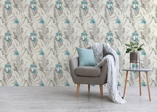 Tapet Blommor M1-No.2979 Non-woven tapet Blå Grå Blommig Natur
