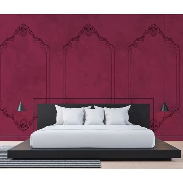 Barocktapet M1-No.60582 digitaltryck lila svart putsat tapet
