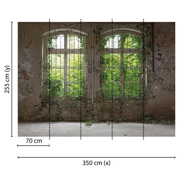 Fönsterfototapet M1-No.60472 - Tadessi - Digitaltryck - Grön - Grå - Betongimitation - Natur