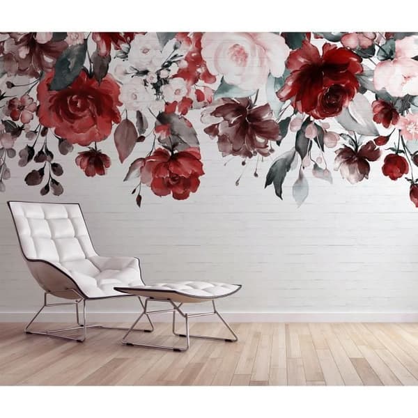 Fototapet Blommor M1-No.60465 - Tadessi - Digitaltryck - Vit - Röd - Rosor