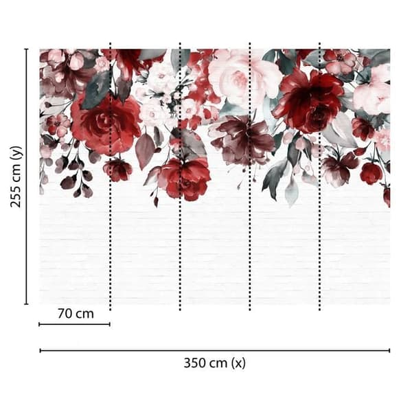 Fototapet Blommor M1-No.60465 - Tadessi - Digitaltryck - Vit - Röd - Rosor