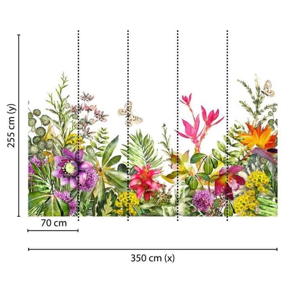 Fototapet Blommor M1-No.60459 - Tadessi - Digitaltryck - Färgglatt - Vit - Fjäril - Natur