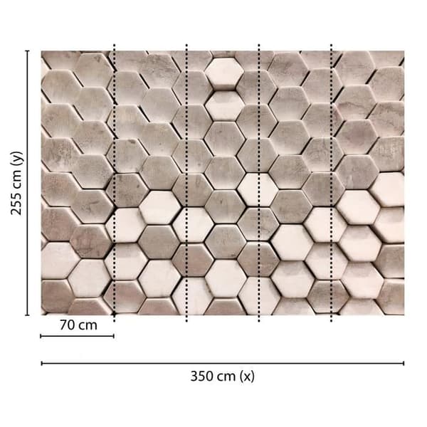 3D-tapet M1-No.60434 digitaltryck grå vit hexagon