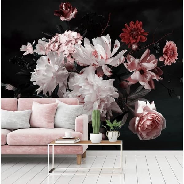 Fototapet Blommor M1-No.60383 - Tadessi - Digitaltryck - Vit - Rosa - Rosor
