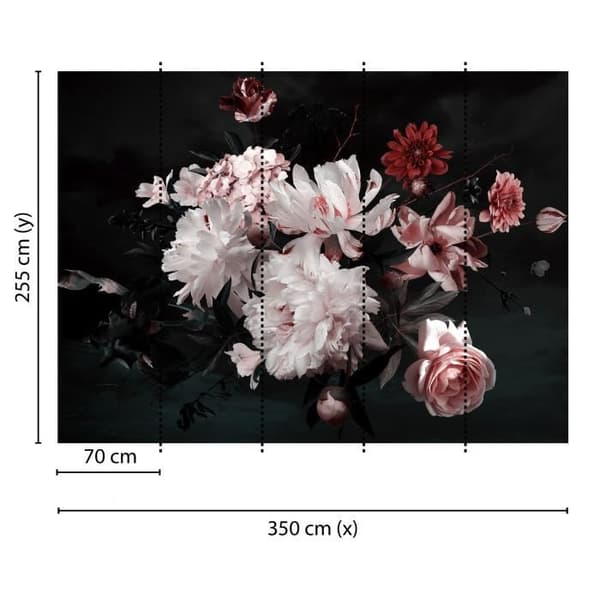 Fototapet Blommor M1-No.60383 - Tadessi - Digitaltryck - Vit - Rosa - Rosor
