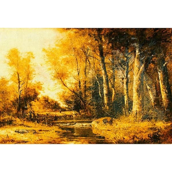 Tapet målning M1-No.60140 digitaltryck gul orange träd natur