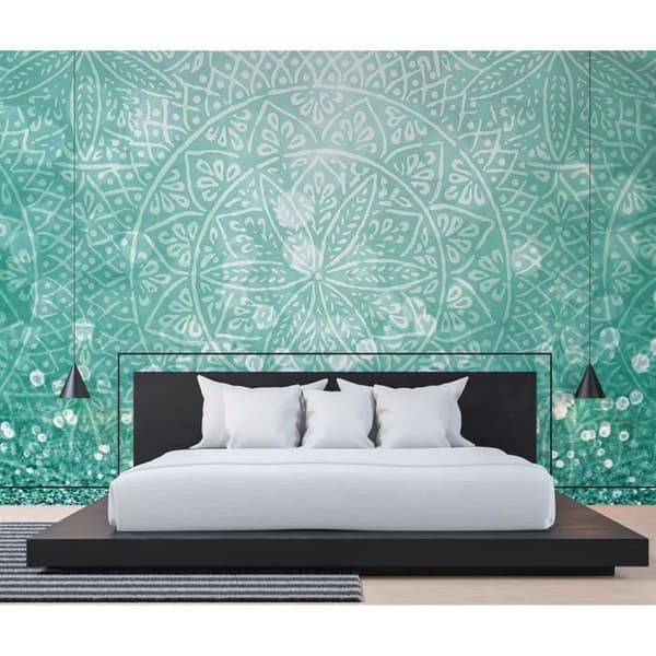 Orientalisk fototapet M1-No.60059 - Tadessi - Digitaltryck - Grön - Vit - Mandala