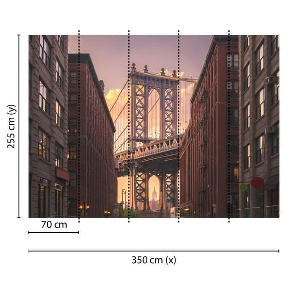 City Fototapet M1-No.60381 - Tadessi - Digitaltryck - Brun - Grå - Bridge - New York