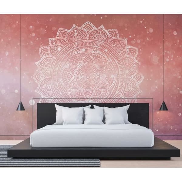 Orientalisk fototapet M1-No.60186 - Tadessi - Digitaltryck - Rosa - Vit - Mandala