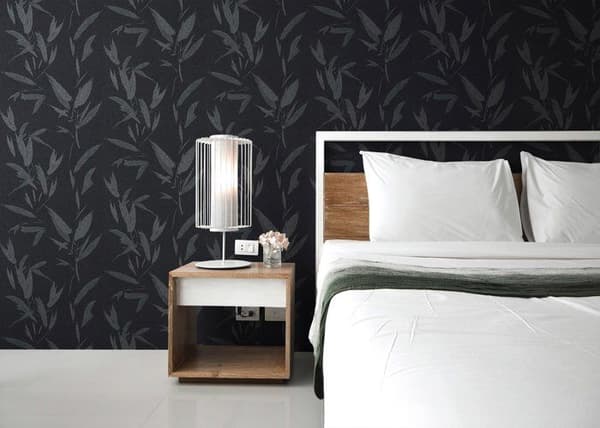 Tapet Småblad Enrico M1-No.3151 Antracit Natur Abstrakt Struktur
