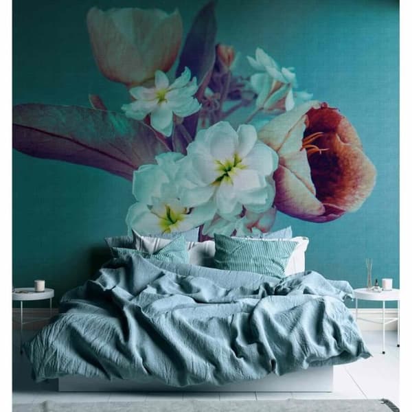 Fototapet Blommor M1-No.10294 - Tadessi - Digitaltryck - Blå - Lila - Hus på landet