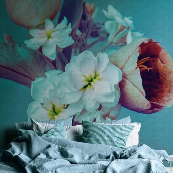 Fototapet Blommor M1-No.10294 - Tadessi - Digitaltryck - Blå - Lila - Hus på landet