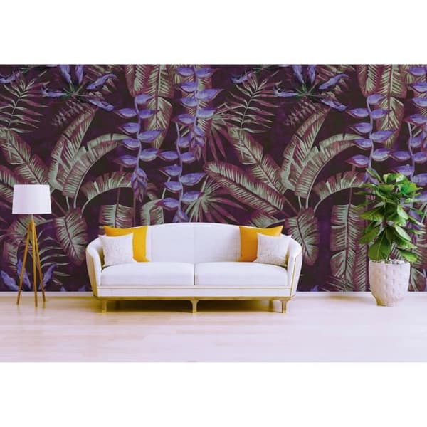 Jungle-tapet M1-No.60964 Digital utskrift Lila Brun Växter Blommig
