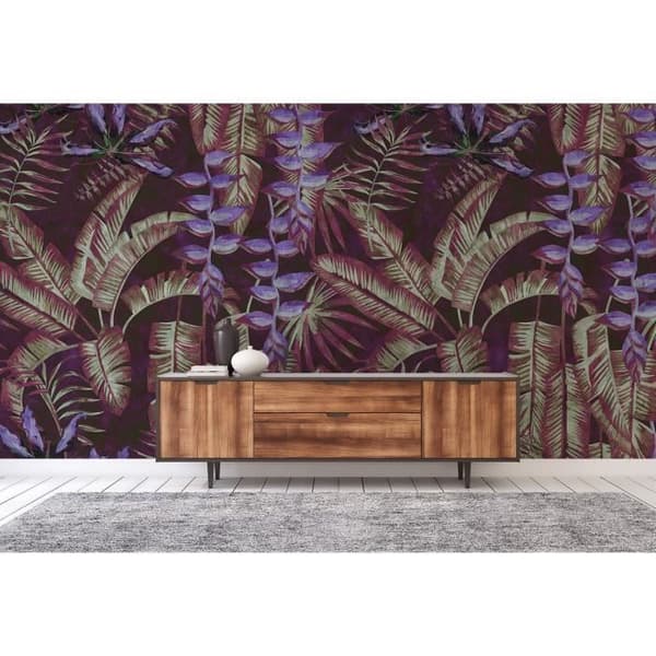 Jungle-tapet M1-No.60964 Digital utskrift Lila Brun Växter Blommig