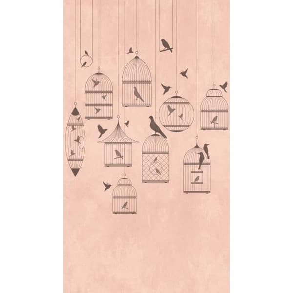 Fåglar Fototapet M1-No.10315 - Tadessi - Digitaltryck - Rosa - Grå - Djur - Barnrum - Duva