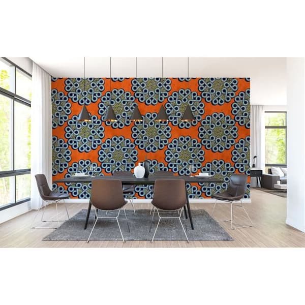 Fototapet Blommor M1-No.61381 - Tadessi - Digitaltryck - Orange - Blå - Modernt - Abstrakt