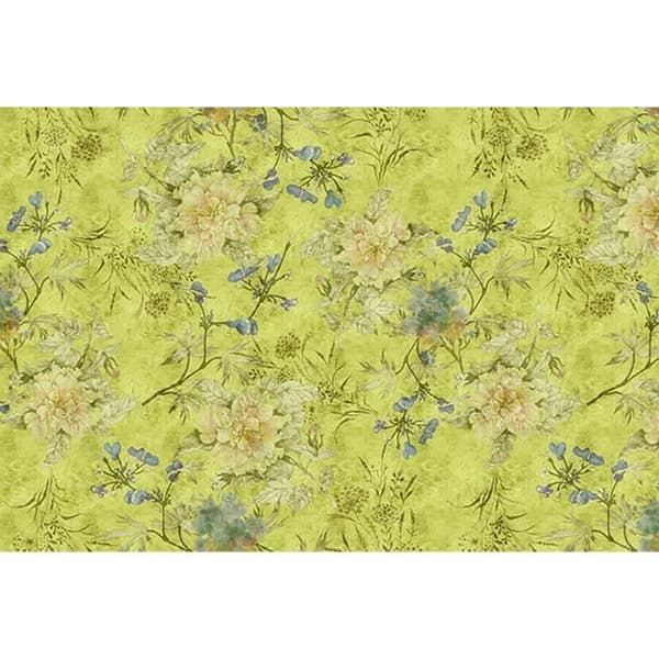 Papper tapet blommor M1-No.60947 Digitaltryck Grön Gul Blommig
