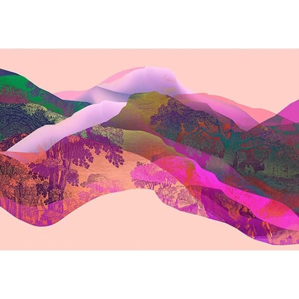 Papper med berg M1-No.61129 Digitaltryck Lila Rosa