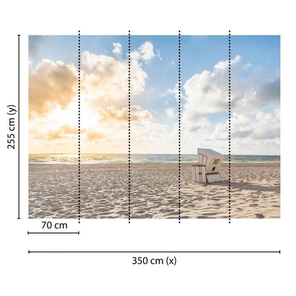 Beach Fototapet M1-No.60371 - Tadessi - Digitaltryck - Brun - Blå - Solnedgång