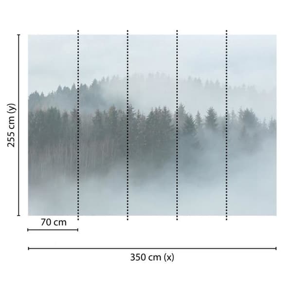 Skogsfototapet M1-No.60456 - Tadessi - Digitaltryck - Vit - Grön - Landskap - Träd