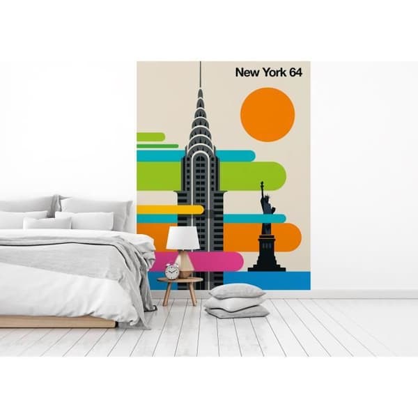 New York tapet M1-No.61101 flerfärgad digitaltryck beige Skyline