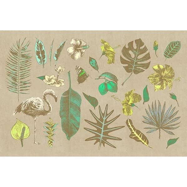 Tapet blommor M1-No.60707 Digitaltryck Beige Grön Växter Blommig