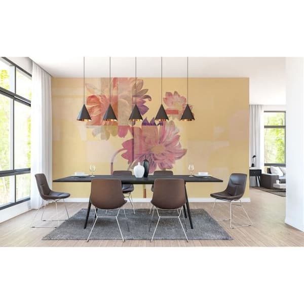 Tapet blommor M1-No.61159 Digital tryck Gul Rosa