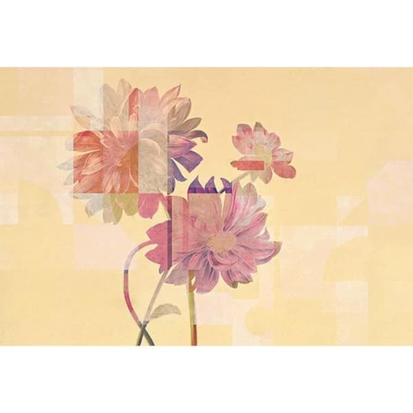 Tapet blommor M1-No.61159 Digital tryck Gul Rosa