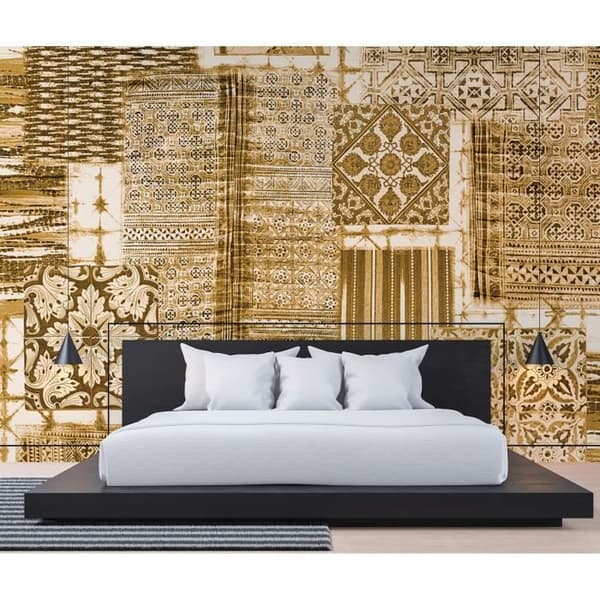 Orientalisk fototapet M1-No.60244 - Tadessi - Digitaltryck - Gul - Vit - Patchwork