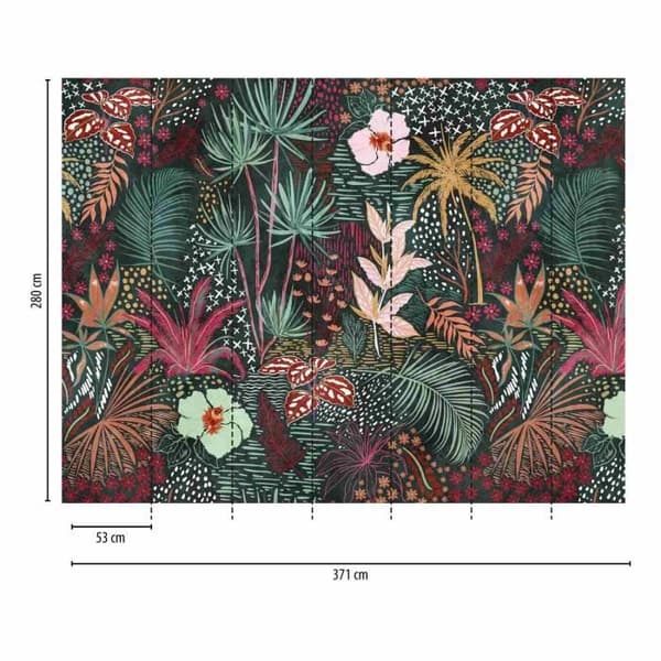 Jungle Photo Wallpaper M1-No.10298 - Tadessi - Digitaltryck - Grön - Röd - Botanisk