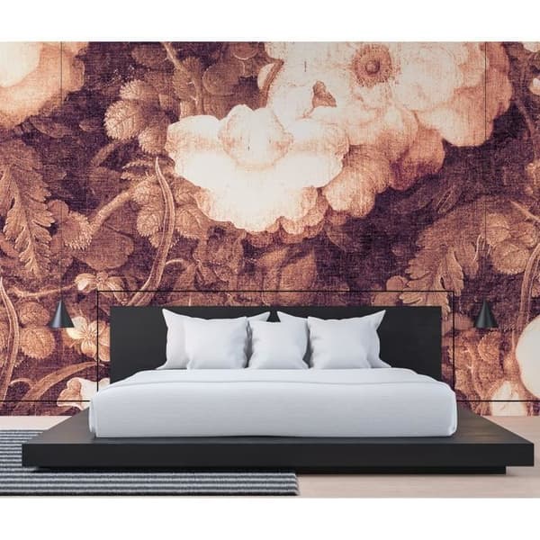 Tapet blommor M1-No.60018 digitaltryck orange vit natur rosor floral