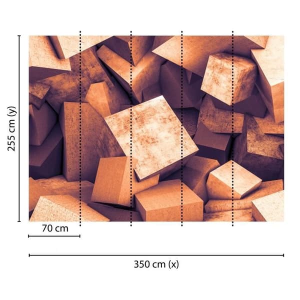 Fototapet 3D M1-No.60396 digitaltryck orange betongutseende