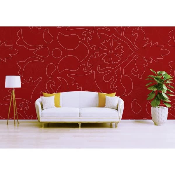 Abstrakt tapet M1-No.60003 Digitaltryck Röd Vit Blommor Grafik