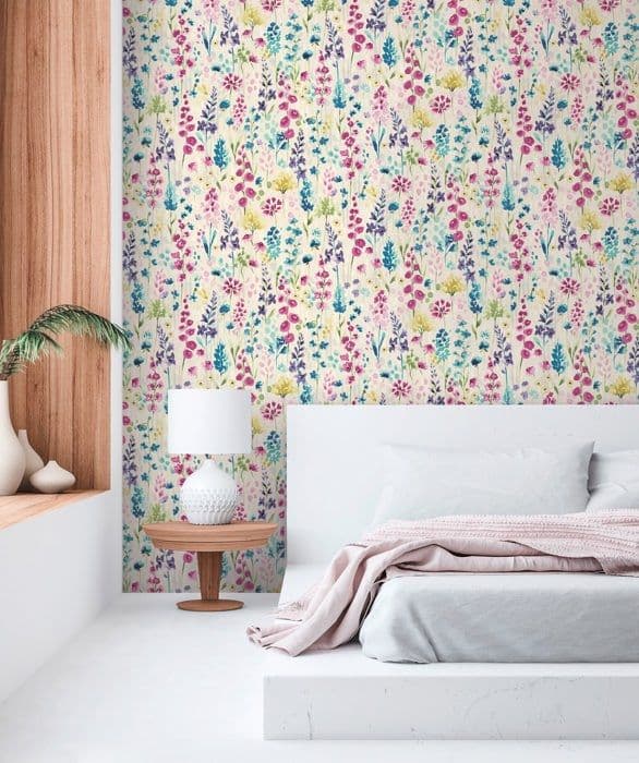 Non-woven tapet - färgglad - vit - Mönstrade tapeter - blommor / blommig - Aquarell Dreams - A.S
