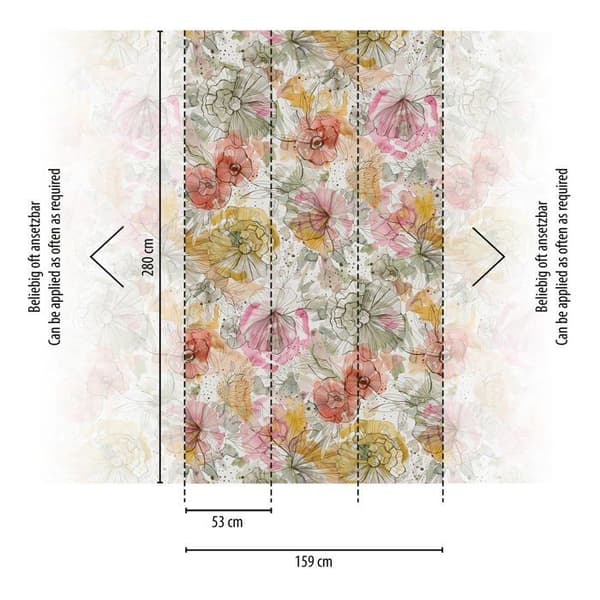 Non-woven tapet - beige - orange - Mönstrade tapeter - blommor / blommig - Aquarell Dreams - A.S