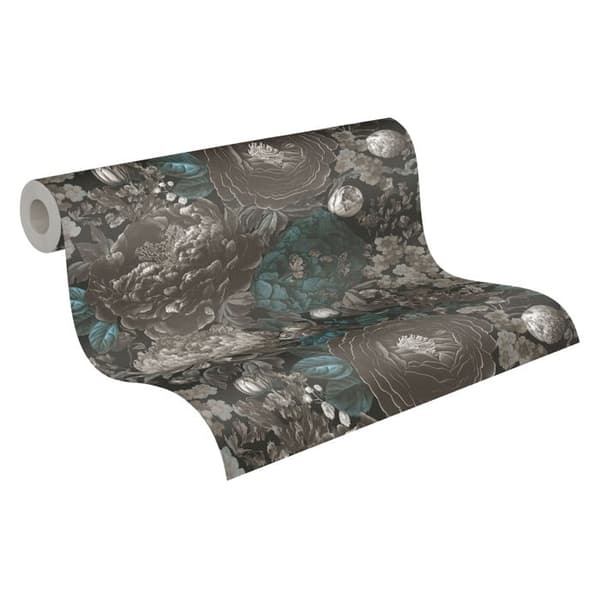 Non-woven tapet - svart - grå - Mönstrade tapeter - blommor / blommig - Michalsky 6 - A.S