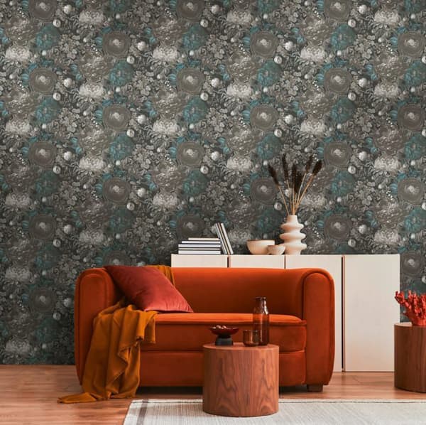 Non-woven tapet - svart - grå - Mönstrade tapeter - blommor / blommig - Michalsky 6 - A.S