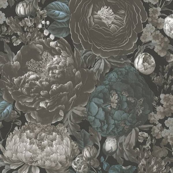 Non-woven tapet - svart - grå - Mönstrade tapeter - blommor / blommig - Michalsky 6 - A.S