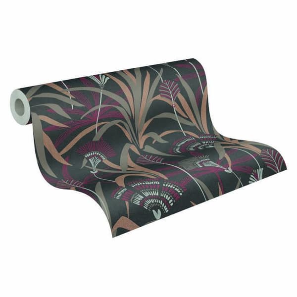 Non-woven tapeter - röd - svart - Mönstrade tapeter - blommor / blommig - French Affair - A.S