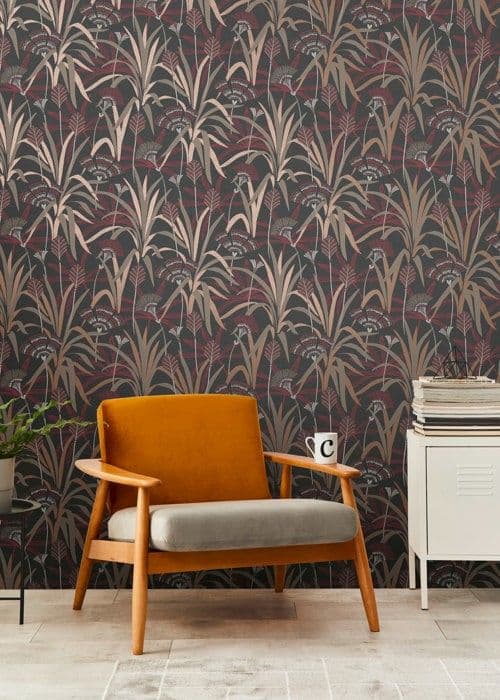 Non-woven tapeter - röd - svart - Mönstrade tapeter - blommor / blommig - French Affair - A.S