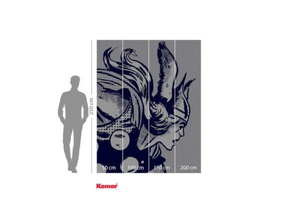 Komar Fototapet Non-woven 250 x 200 cm Marvel Legend of Thor Vikings blå digital tapet 4 remsor med 50 cm bred