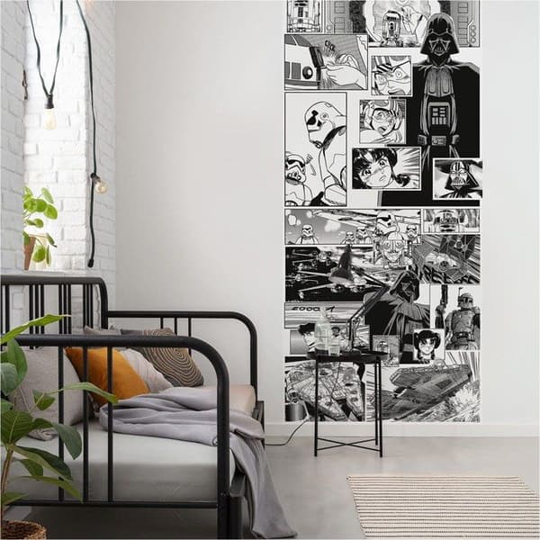 Komar Digitalt Tapet Foto Star Wars Manga BD i svart och vitt Dark Vador 250 x 100 cm non-woven