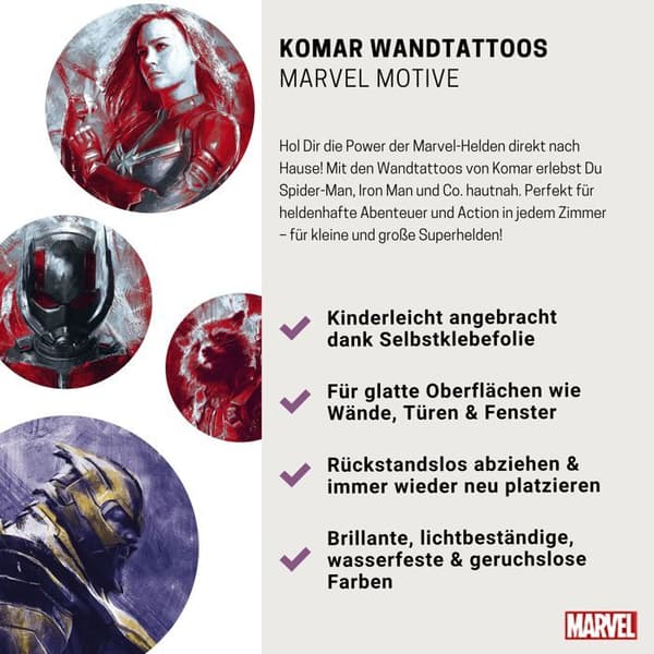 Komar Väggdekor Marvel Hammer Mjölnir Sköld 70 x 50 cm Rum Pojke Flicka