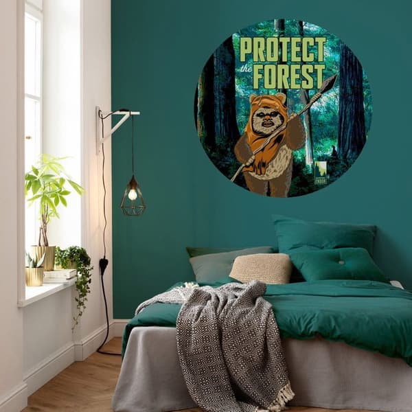Komar Tapet digital Foto Non-woven Star Wars Ewoke Skydd Skog 125 x 125 cm Klistermärke