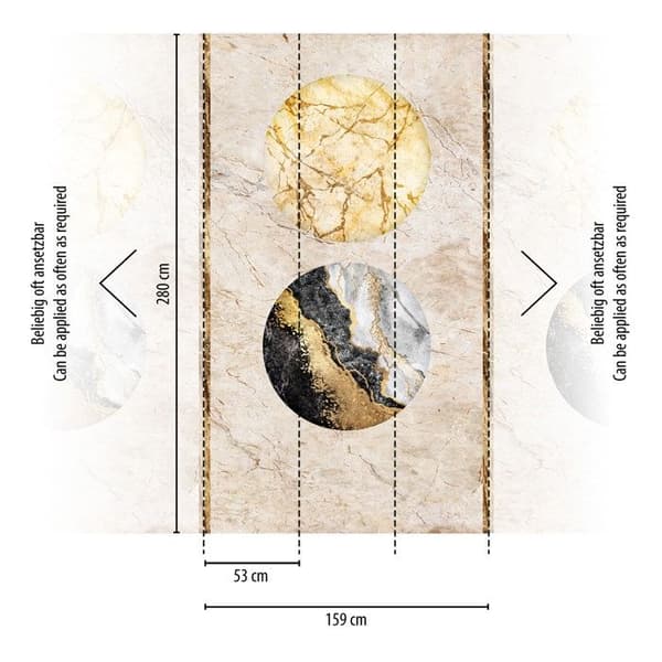 A.S. Creation Fototapet The Wall III 398501 Ett mönster per rulle Marmor Beige Guld