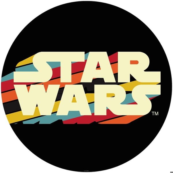 Väggdekal i digitalt papper Foto på non-woven Star Wars-logotyp 125 x 125 cm Gigantisk rund klistermärke